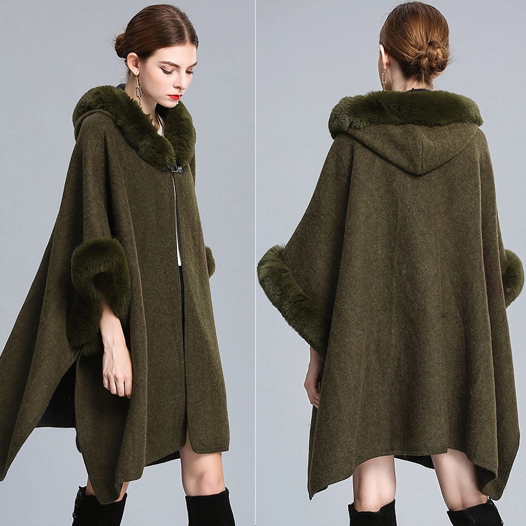 Áo khoác nữ tay dài có nón phối lông thời trang | BigBuy360 - bigbuy360.vn
