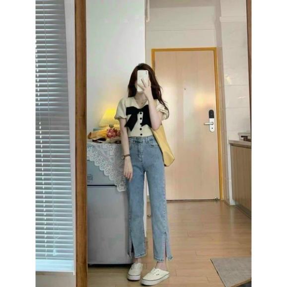 QUẦN JEAN SUÔNG XẺ VẠT 2M CHO NỮ