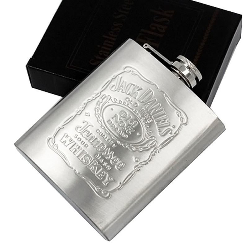 [210ML] Bình hip flask 7oz (210ml) đựng rượu bằng inox, khắc J.D độc đáo &amp; cá tính