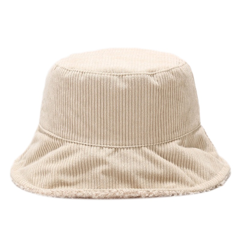 Mũ Bucket Nhung Dày Màu Trơn Phong Cách Hip Hop Dễ Thương