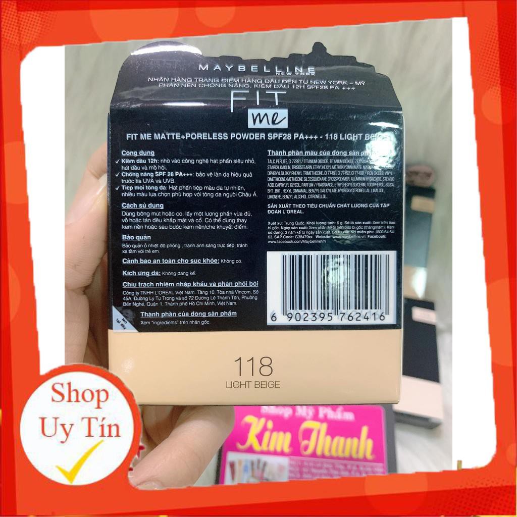 Phấn Nền Kiềm Dầu Chống Nắng 12H Mịn Lì Lâu Trôi Maybelline Fit Me