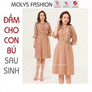 Đầm bầu có khóa cho con bú m2192 dây thắt linh hoạt đũi lụa mát không nhăn không phai