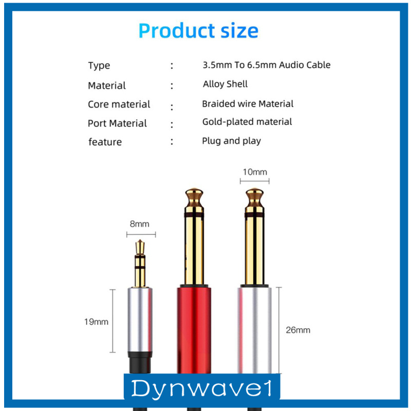 [DYNWAVE1]Stereo 1/8\" Mini Jack to Dual 1/4\" Cable Smartphone 3.5mm to Mixer 6.35mm Cord