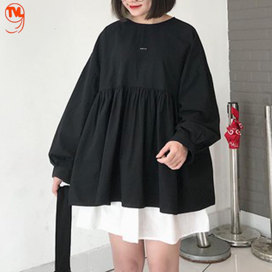 Áo babydoll TVL1999 hai màu trắng, đen from rộng tay bèo tiểu thư dành cho các bạn nữ đáng yêu chất liệu cao cấp. | BigBuy360 - bigbuy360.vn