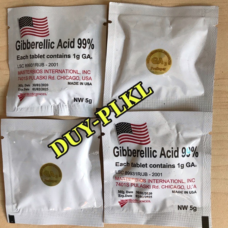 1 Viên - GA3- CHẤT TĂNG TRƯỞNG ĐẬM ĐẶC USA. GIBBERELLIC Acid 99%.  Viên nén 5gram.