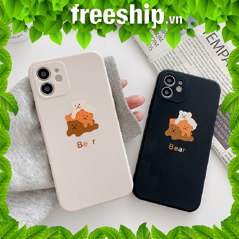 Ốp lưng iphone vuông cạnh hình 3 bear 5s/6/6plus/6s/6splus/7/7plus/8/8plus/x/xr/xs/11/12/pro/max/plus/promax