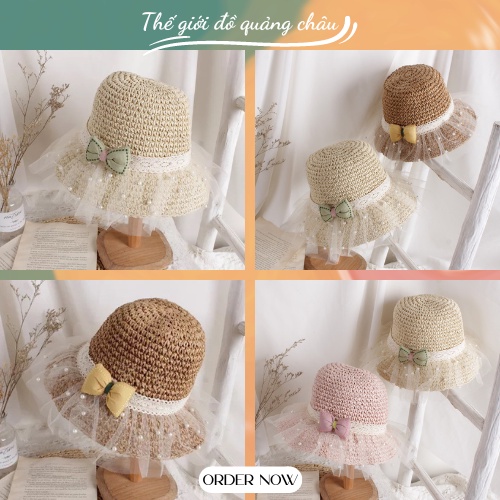 [XẢ KHO] Nón Cối Phối Nơ  Dễ Thương Đáng Yêu Dành Cho Bé Gái hàng Quảng Châu Cao Cấp (242)