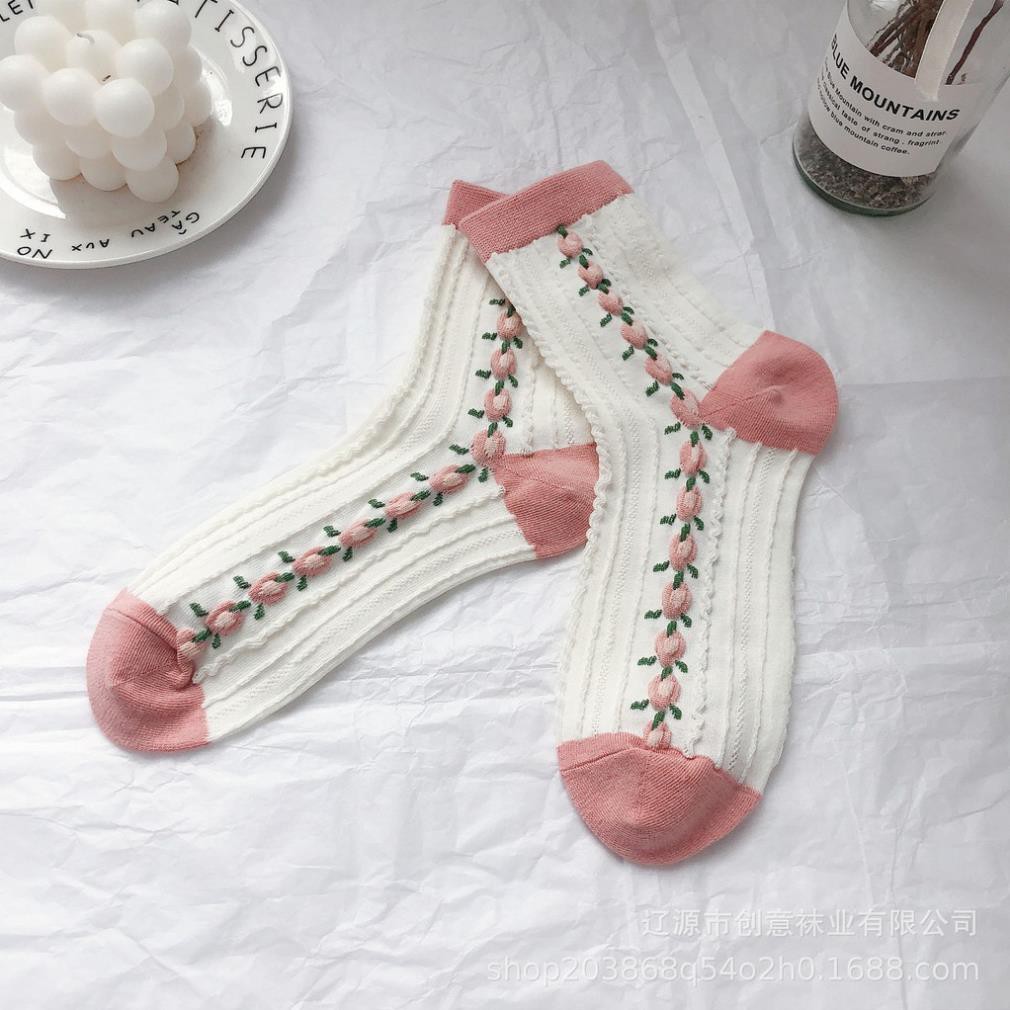 Tất nữ cổ cao Dễ thương In hình Hoạt hình Nhật Bản Vớ cao cổ nữ Cute Thu Đông Ulzzang Cotton Hàn Quốc