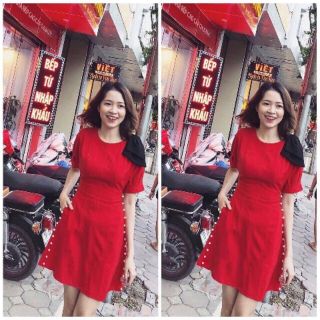Đầm đính ngọc phối nơ