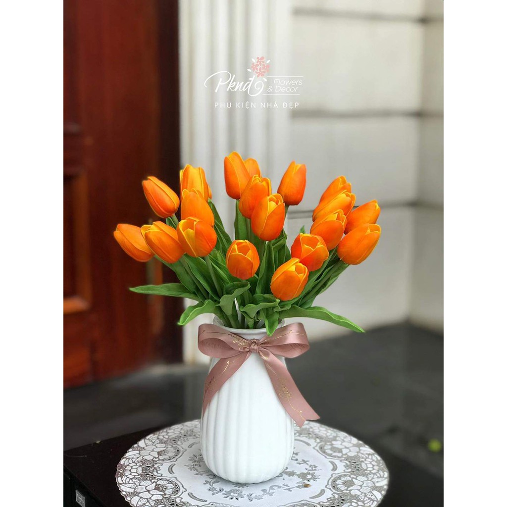 Bình hoa giả Tulip Để Bàn Chất Cao Su Cao Cấp