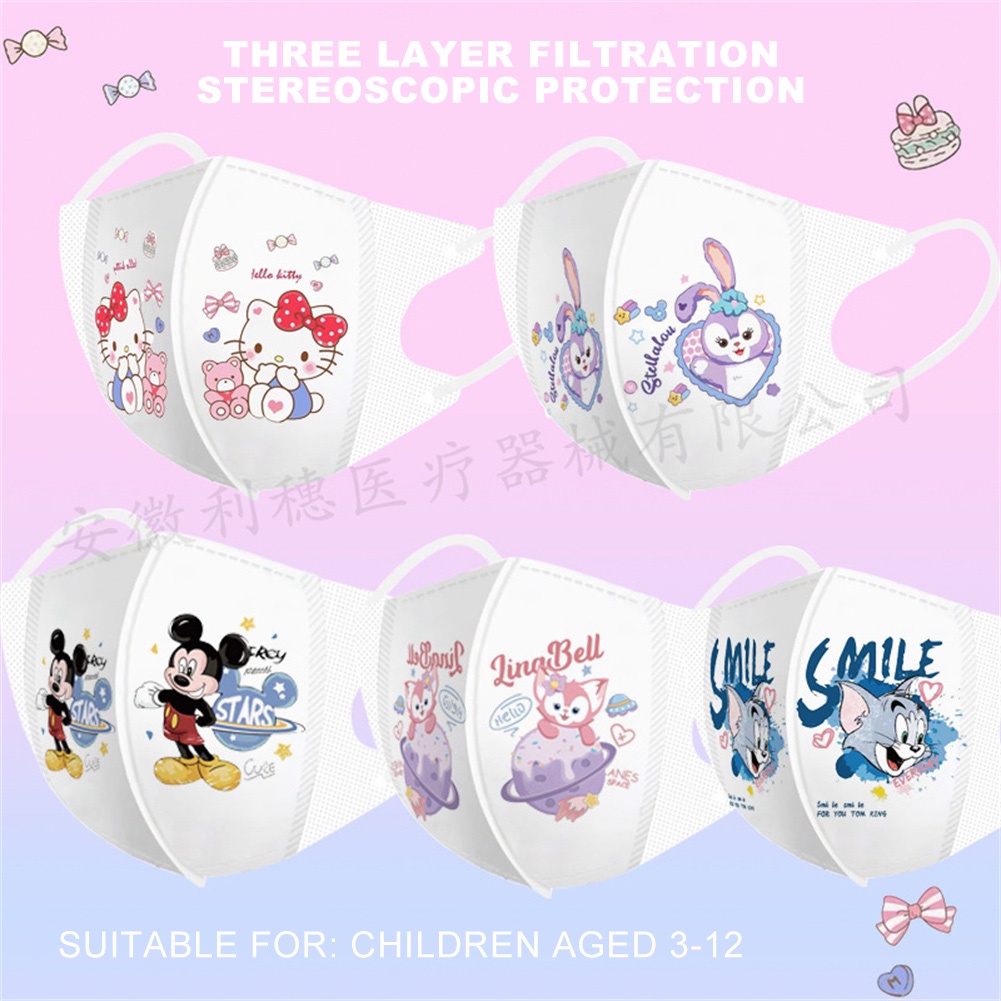 Set 10 gói khẩu trang Hello Kitty 3D 3-Ply KF94 bảo vệ cho bé