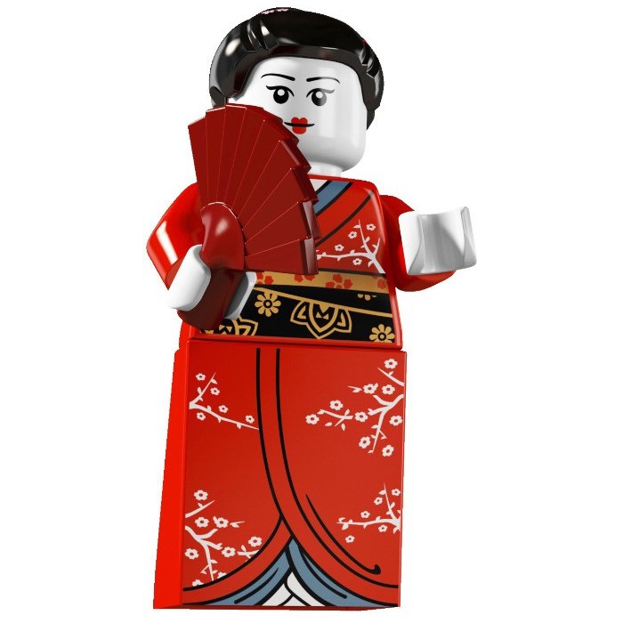 Nhân vật LEGO Minifigures Series 4 Kimono girl - Cô gái mặc trang phục Kimono cầm quạt