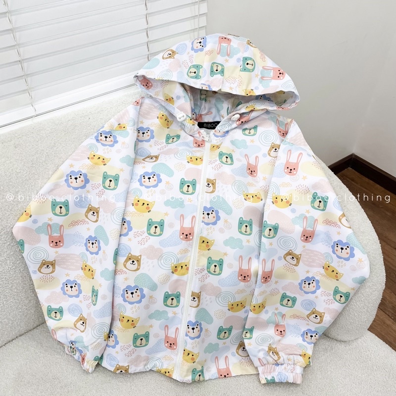BIBOO - Áo khoác dù JACKET HỌA TIẾT hình SỞ THÚ - THE ZOO form rộng xinh xắn năng động