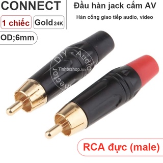 Đầu hàn jack cắm AV Audio Video Coaxial/SPDIF chuôi cao su OD6mm gold 24K 1 chiếc