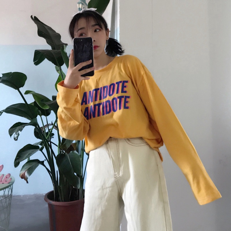 NRVP Áo thun tay dài thời trang xuân hè phong cách Hàn Quốc