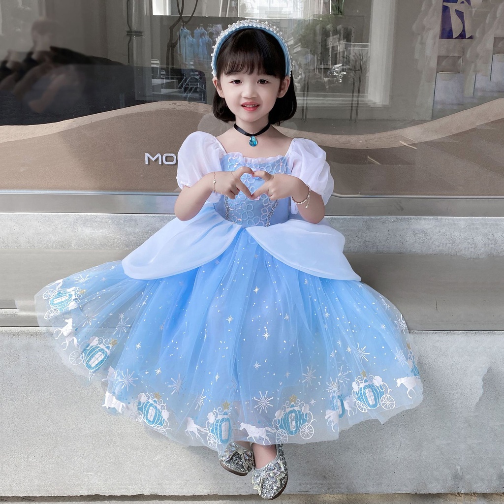 Đầm công chúa Elsa Bạch tuyết cho bé gái dự tiệc đẹp size 12-30kg hàng Quảng Châu cao cấp