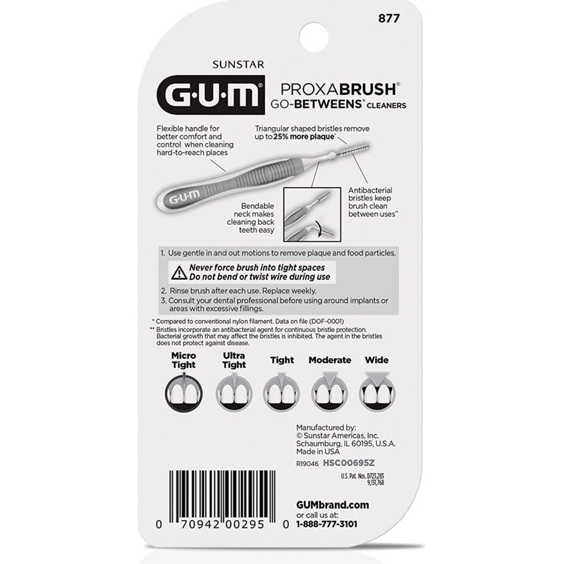 Tăm nha khoa Sunstar GUM ProxaBrush vĩ 10 cây Hàng Mỹ chính hãng