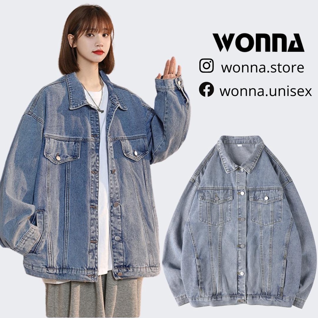 Áo khoác jeans dày dặn jacket unisex ulzzang basic đơn giản có nắp túi cao cấp thu đông jean y2k denim