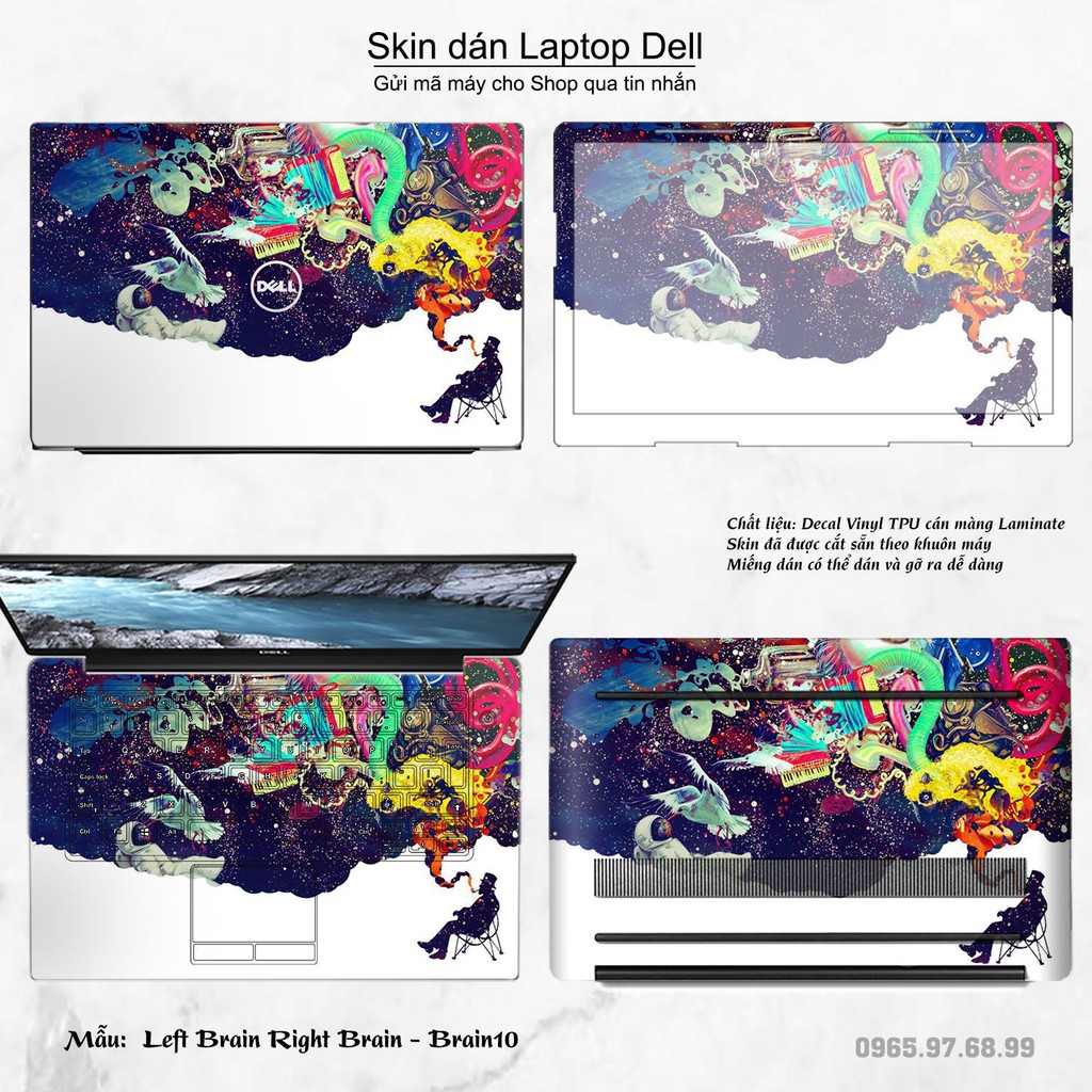 Skin dán Laptop Dell in hình Left Brain Right Brain (inbox mã máy cho Shop)