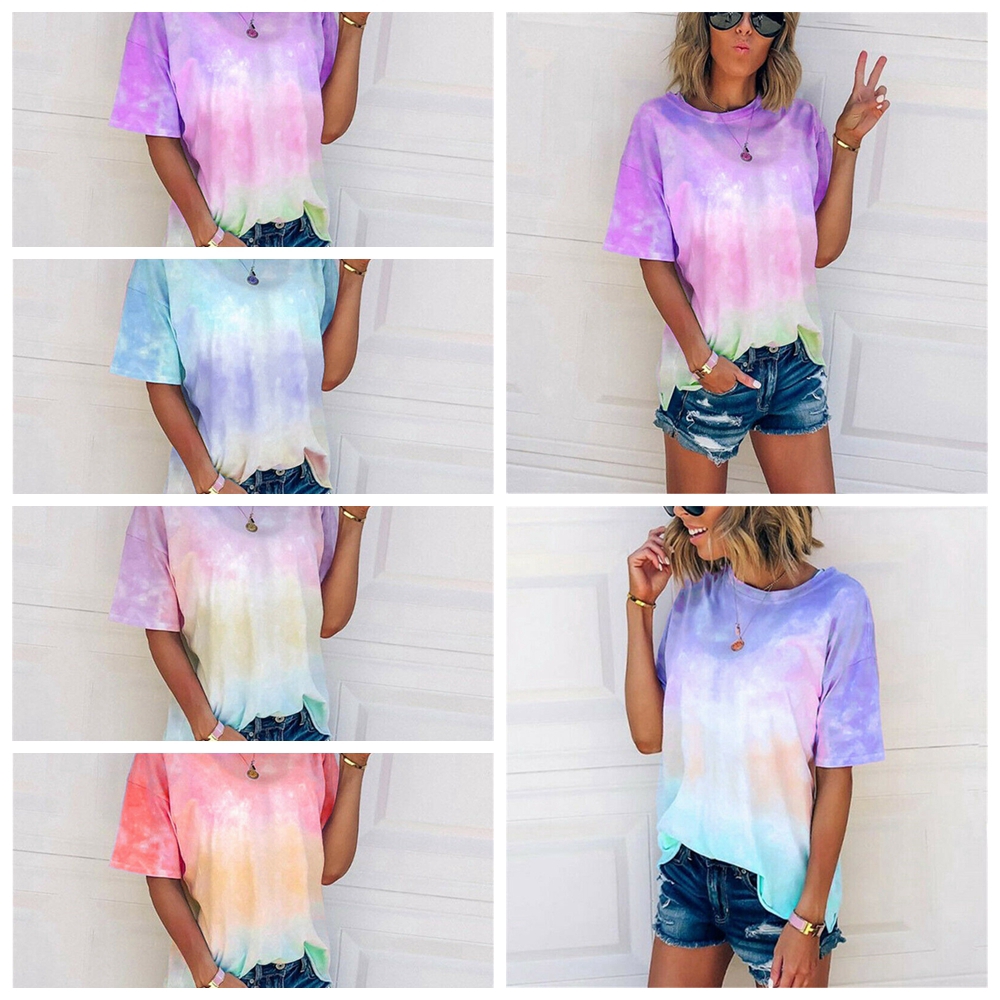 🍒ME🍒 Plus Size Ladies Casual loose t-shirt Gradient color Womens Summer Shirts | BigBuy360 - bigbuy360.vn