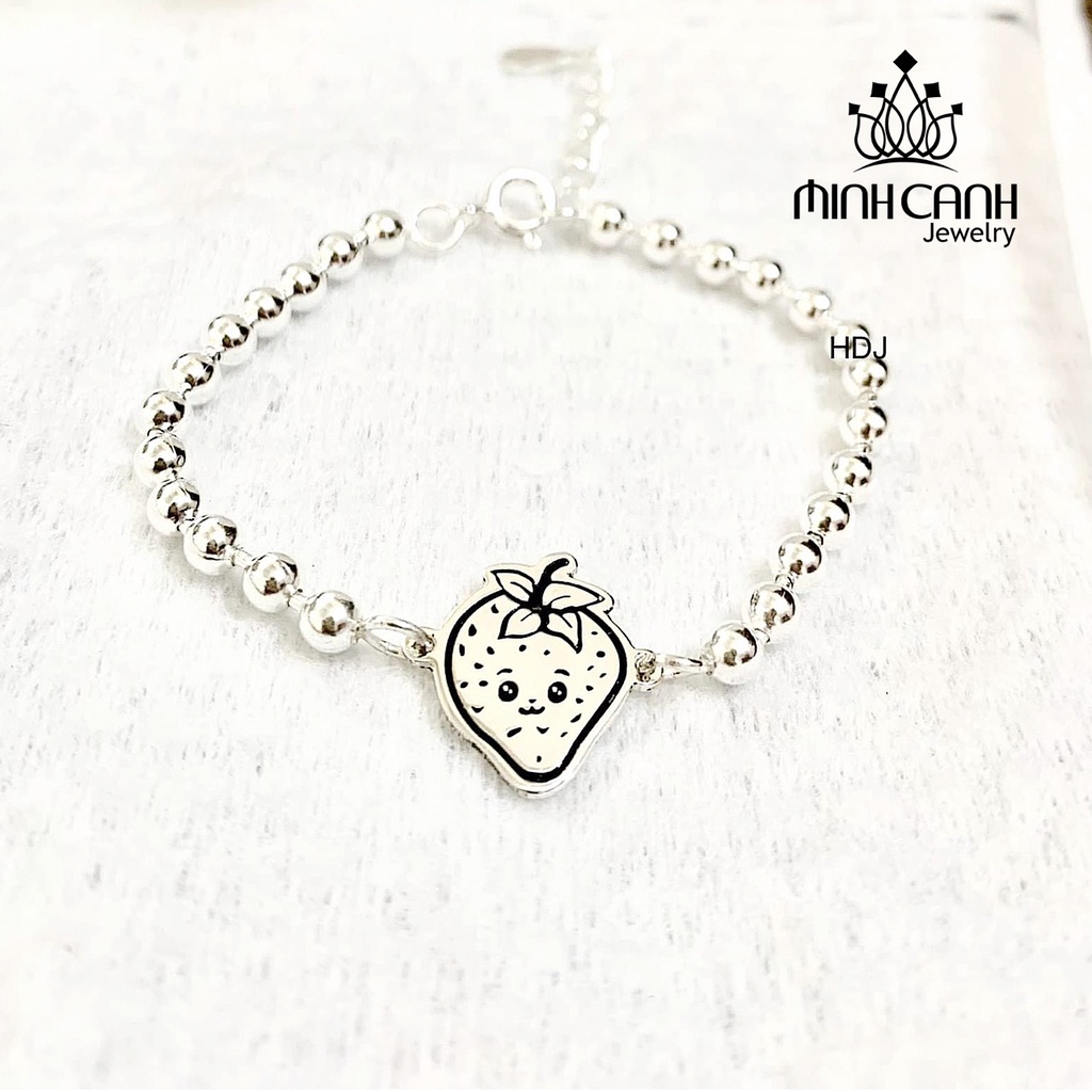Lắc Bạc Dâu Tây Khắc Tên Cho Bé Minh Canh Jewelry