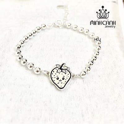 Lắc Bạc Dâu Tây Khắc Tên Cho Bé Minh Canh Jewelry
