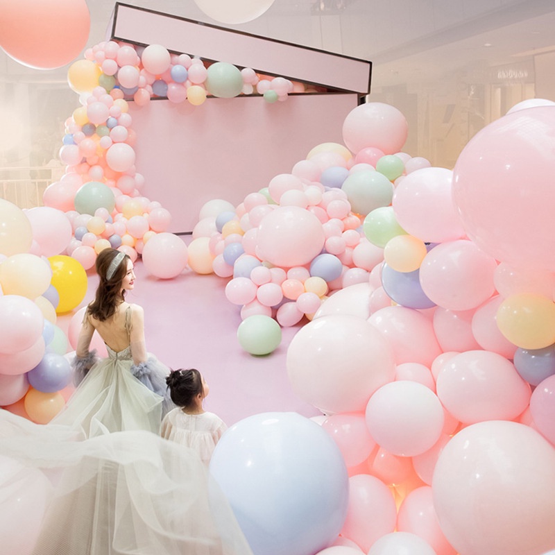 Set 10 Dây Ruy Băng 5 Inch Màu Kẹo Ngọt Dáng Tròn Trang Trí Bong Bóng