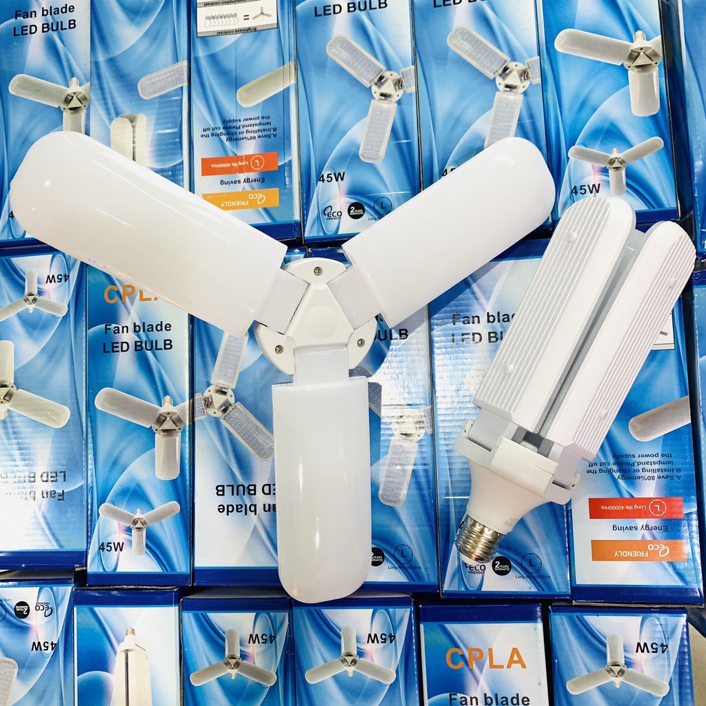 Bóng đèn LED cánh quạt xếp ánh sáng trắng - 45W / 65W siêu sáng (3 cánh hoặc 4 cánh tùy chọn - bảo hành 1 năm) | BigBuy360 - bigbuy360.vn