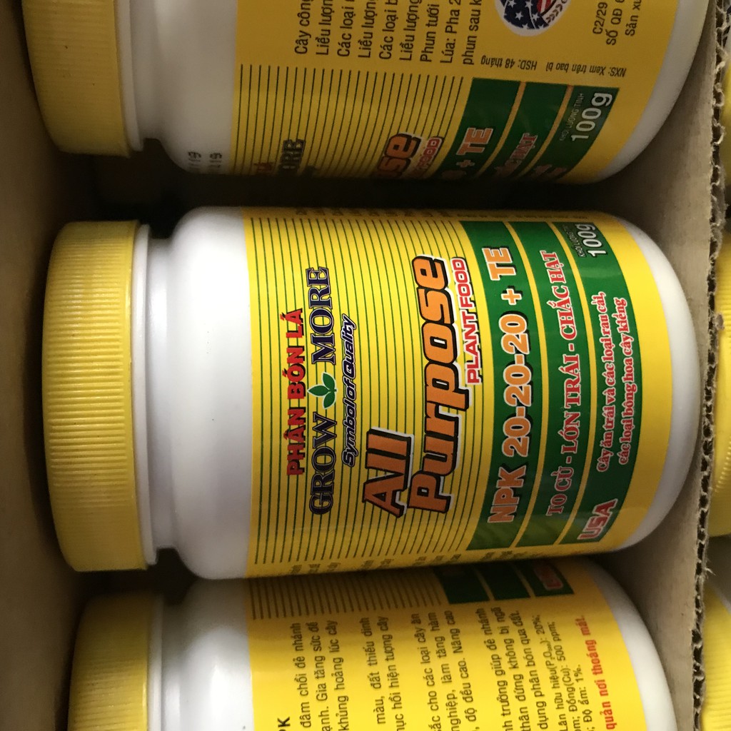 phân bón lá Growmore 20-20-20 TE USA hộp 100g