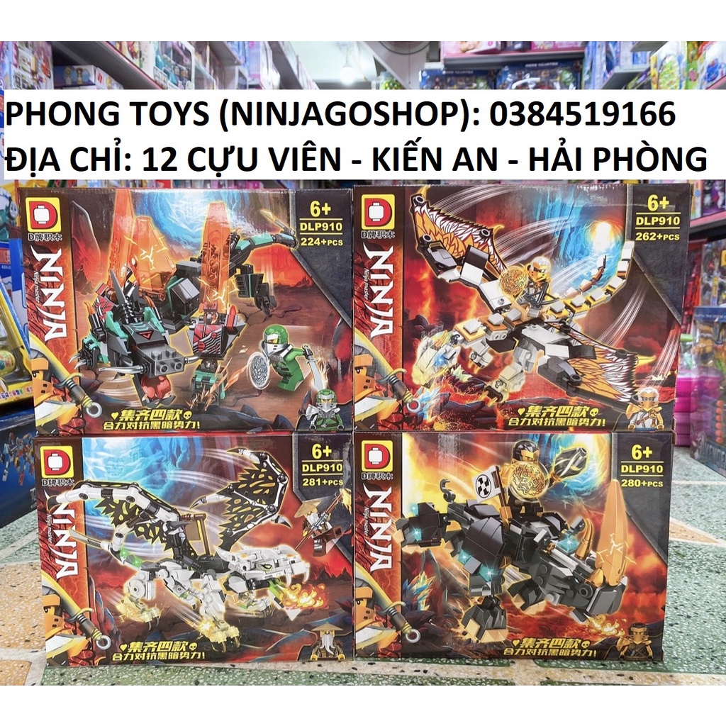 Lắp ráp xếp hình set 4 bộ Ninjago SEASON 13 DLP 910 : Rồng thần và tê giác của chiến binh NINJA