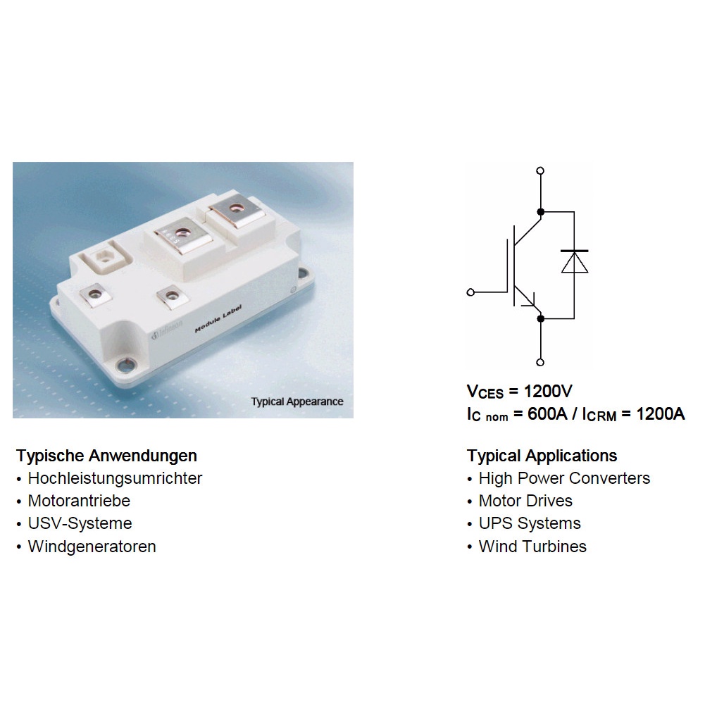 FZ600R12KE3 Module Infineon IGBT 600A 1200V (Tháo máy)