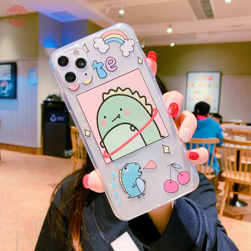 Cute Dinosaur Casing Samsung M51 Xcover 4 4S Pro M01 A01Core C5 C7 C9 Pro ON7 2015 J7 Plus C8 Soft Transparent Cover