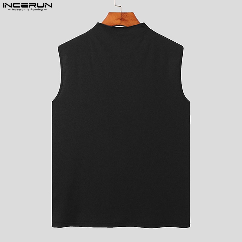 Áo sát nách INCERUN màu đen thiết kế thắt dây độc đáo thời trang cá tính cho nam