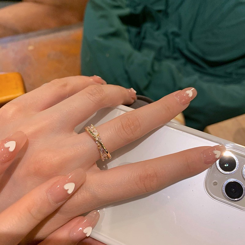 Nhẫn hở đeo ngón trỏ đính đá zircon sang trọng phong cách thời trang Hàn Quốc dành cho nữ