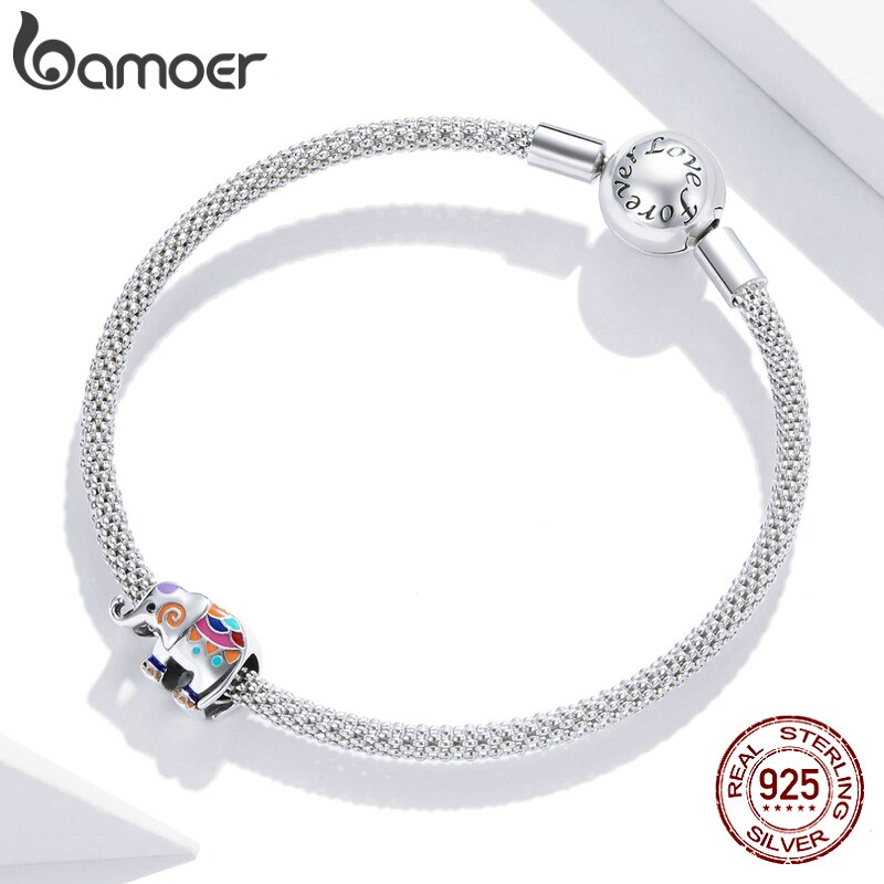 Phụ Kiện Charm Bamoer SCC1790 Bạc 925 Hình Chú Voi Làm Trang Sức Thủ Công