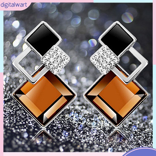 Bông Tai Đính Đá Hình Thoi Thời Trang Dành Cho Nữ