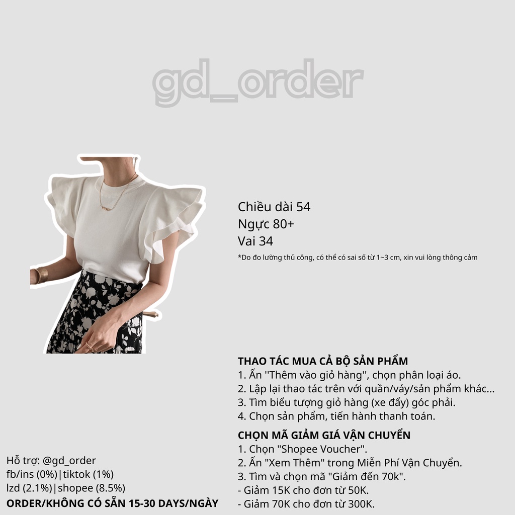 A28|Áo thun công sở đẹp cổ tròn tay hai lớp lá sen sang trọng hàn quốc màu trắng, đen gd_order