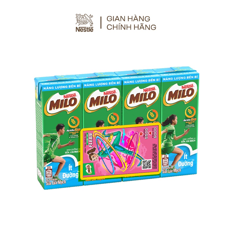 Thùng 48 hộp thức uống lúa mạch uống liền Nestlé MILO ít đường 48x180ml