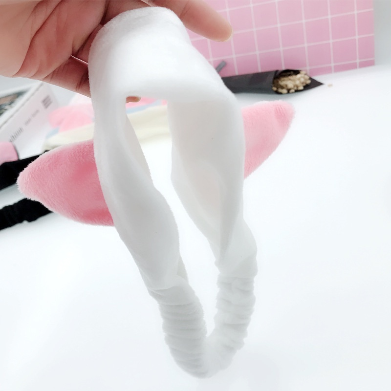 Băng đô rửa mặt  tai mèo vải nhung mịn cho bạn gái phong cách Hàn Quốc - Selenshop