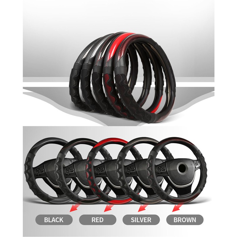 Vỏ bọc vô lăng 5D SEAMETAL bằng sợi carbon chống trượt chống mài mòn cho ô tô
