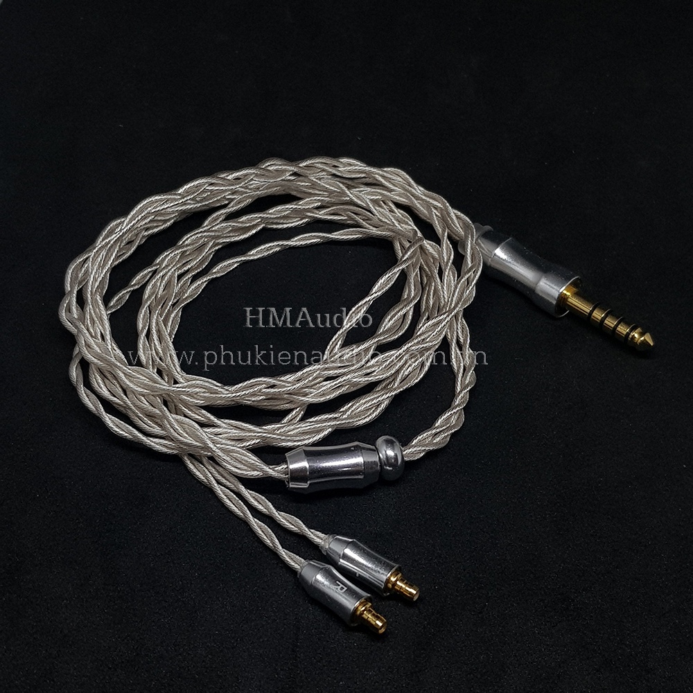 Dây tai nghe đồng mạ bạc OFC 1.2mm tết 4 - Sennheiser IE100/ IE400/ IE500 Pro