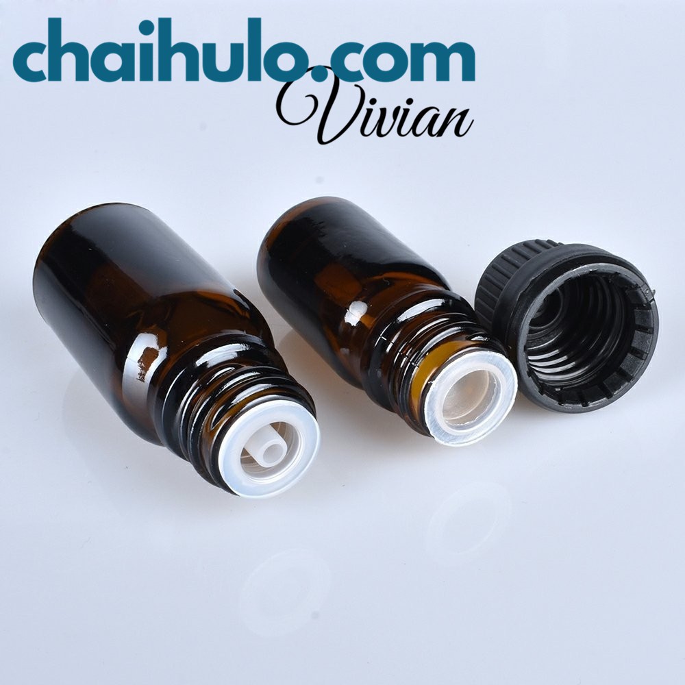 20 ML Lọ Chiết Mỹ Phẩm Lọ Chiết Nước Hoa Serum Mini Chai Lọ Thủy Tinh Đựng Tinh Dầu Màu Nâu - Trong Nắp Vặn Đen Nhỏ Giọt