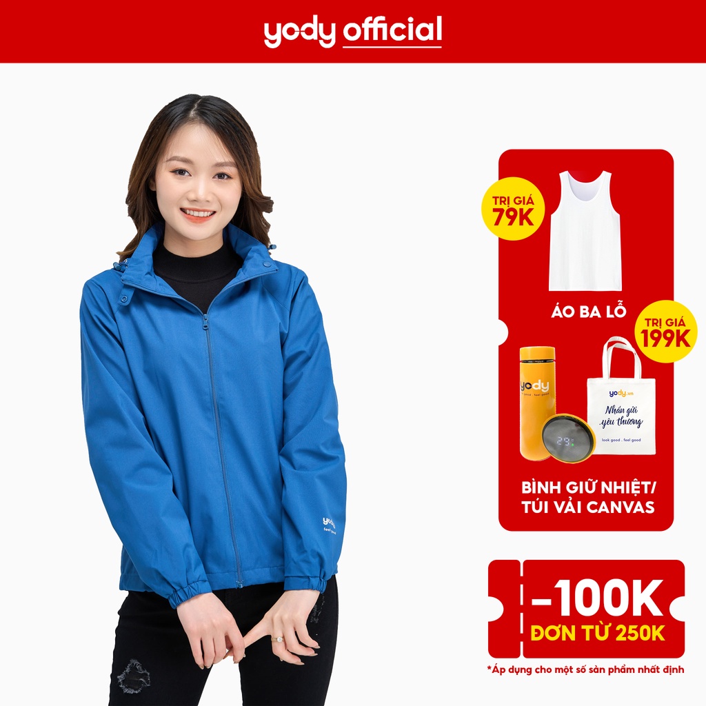 Áo khoác gió nữ YODY 3C 2 lớp phối lưng có cản gió cản bụi cản nước AKN4024 AKN12