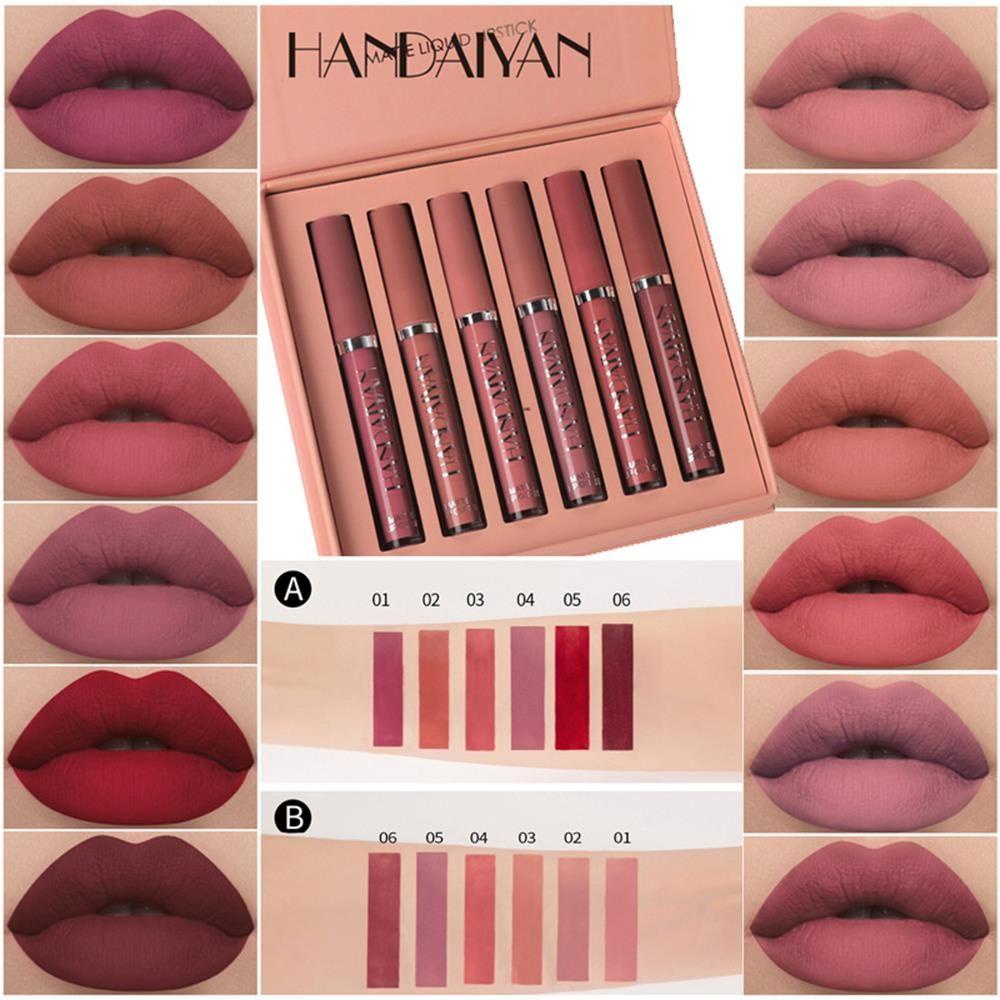 CACTU Set 6 Thỏi Son Kem Lì Dưỡng Ẩm Trang Điểm Môi Lâu Trôi