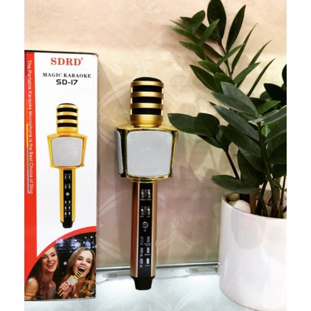 Micro karaoke bluetooth SD17 - Thiết Kế Cổ Điển -  Âm thanh trong trẻo, mic cực kỳ bắt giọng