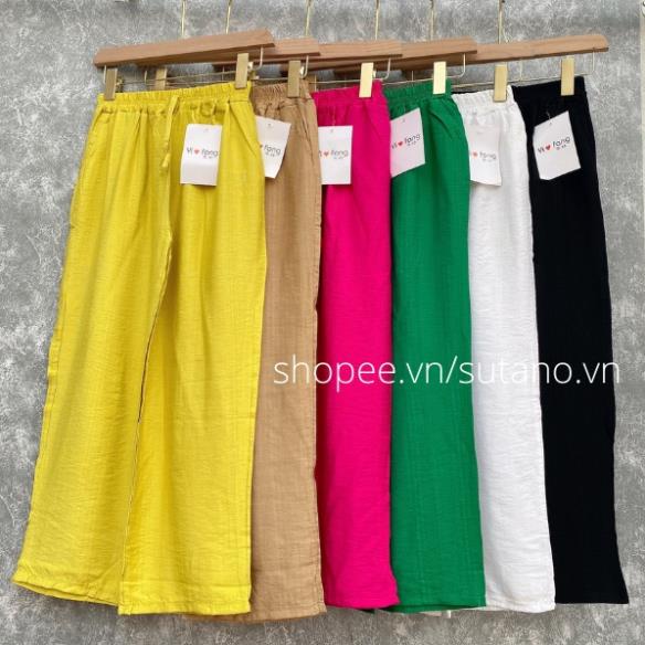 quần đũi nữ ống rộng chất lụa tơ đũi cạp chun co giãn Q115 SUTANO Đẹp