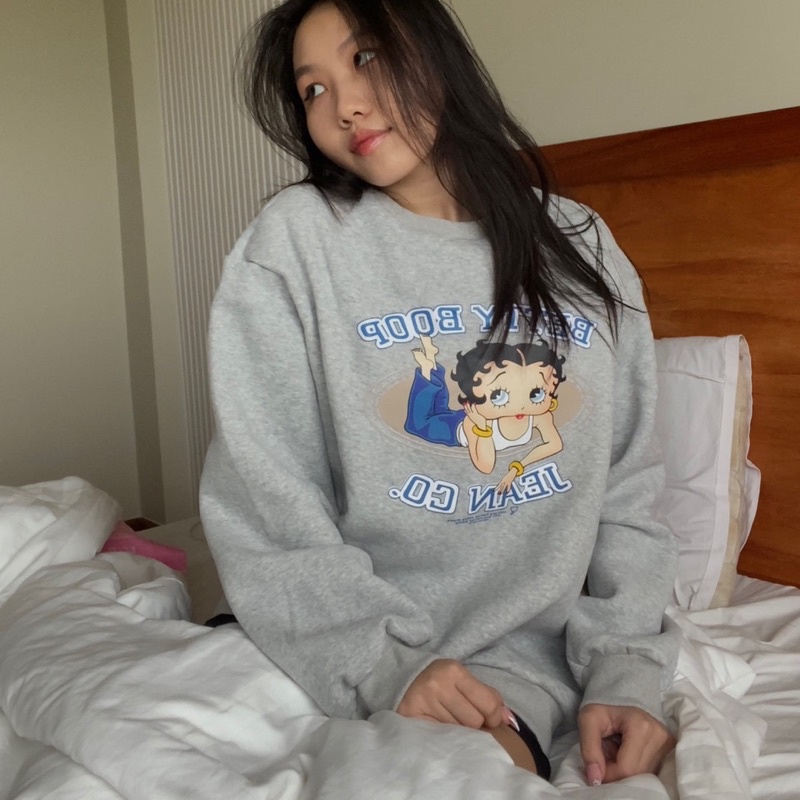 Áo Sweater Nữ Form Rộng Xám , Áo khoác oversize tây