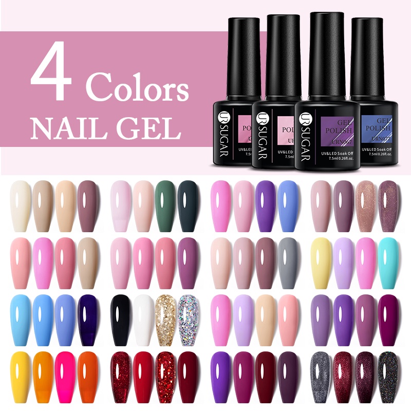 Bộ 4 Lọ Sơn Móng Tay Gel Uv 7.5ml Màu Sắc Lấp Lánh Ur Sugar
