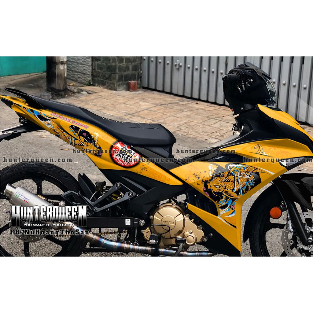 Tem rời dán xe Exciter 150. Mẫu cá chép vàng, decal cao cấp chống nước