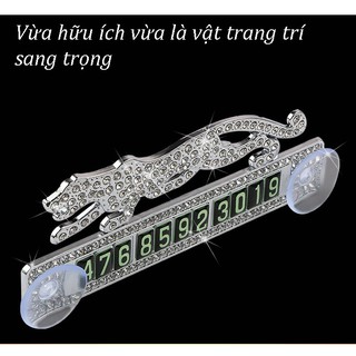 Thẻ ghi số điện thoại đỗ xe phát quang GẮN ĐÁ sang trọng gắn kính ô tô